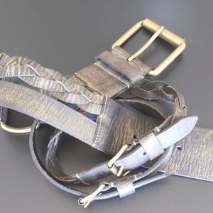 Linea Pelle Belt--Leather w Brass Buckles NWOT M
